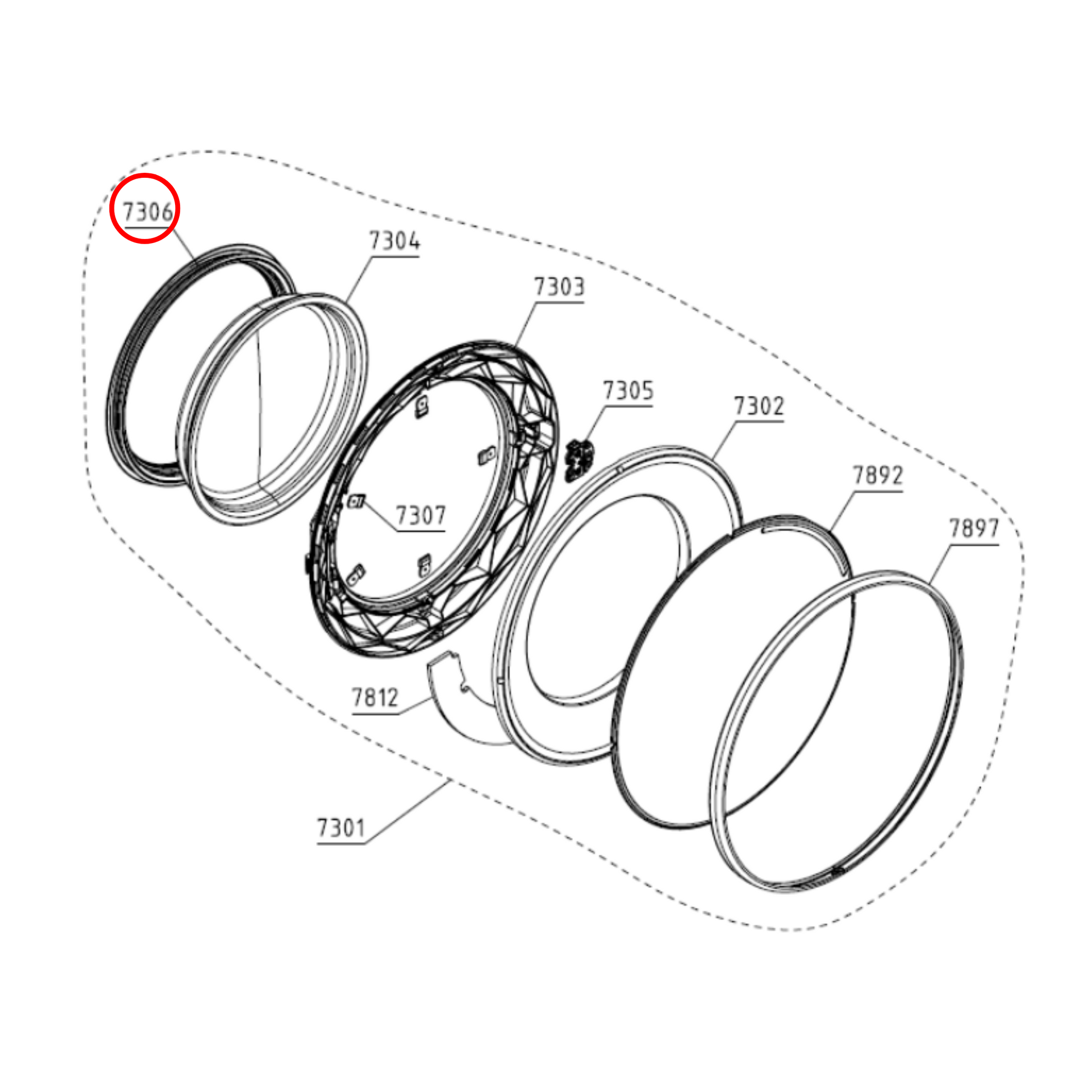 Asko washing machine door seal replacement diagram
