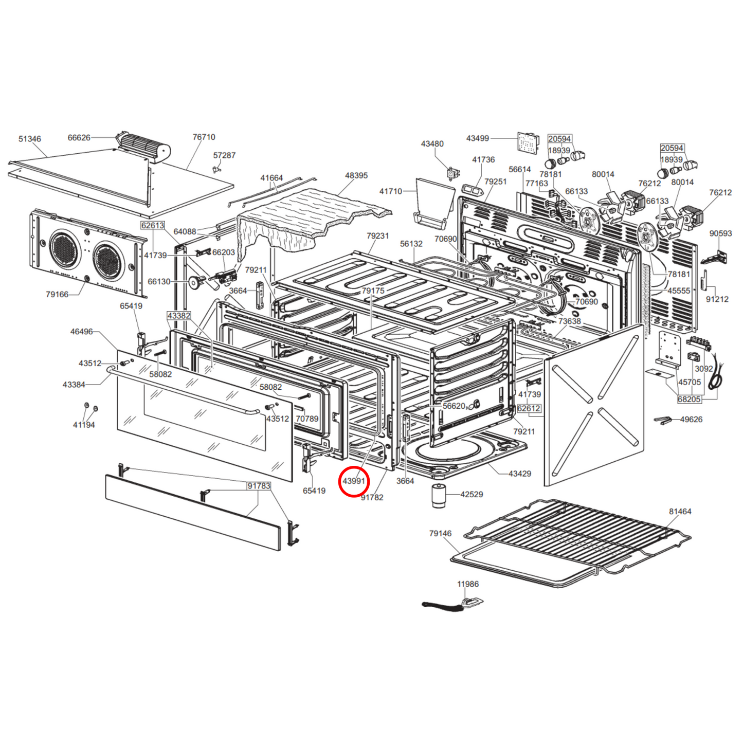 754131050 Omega, Smeg Oven Door Seal