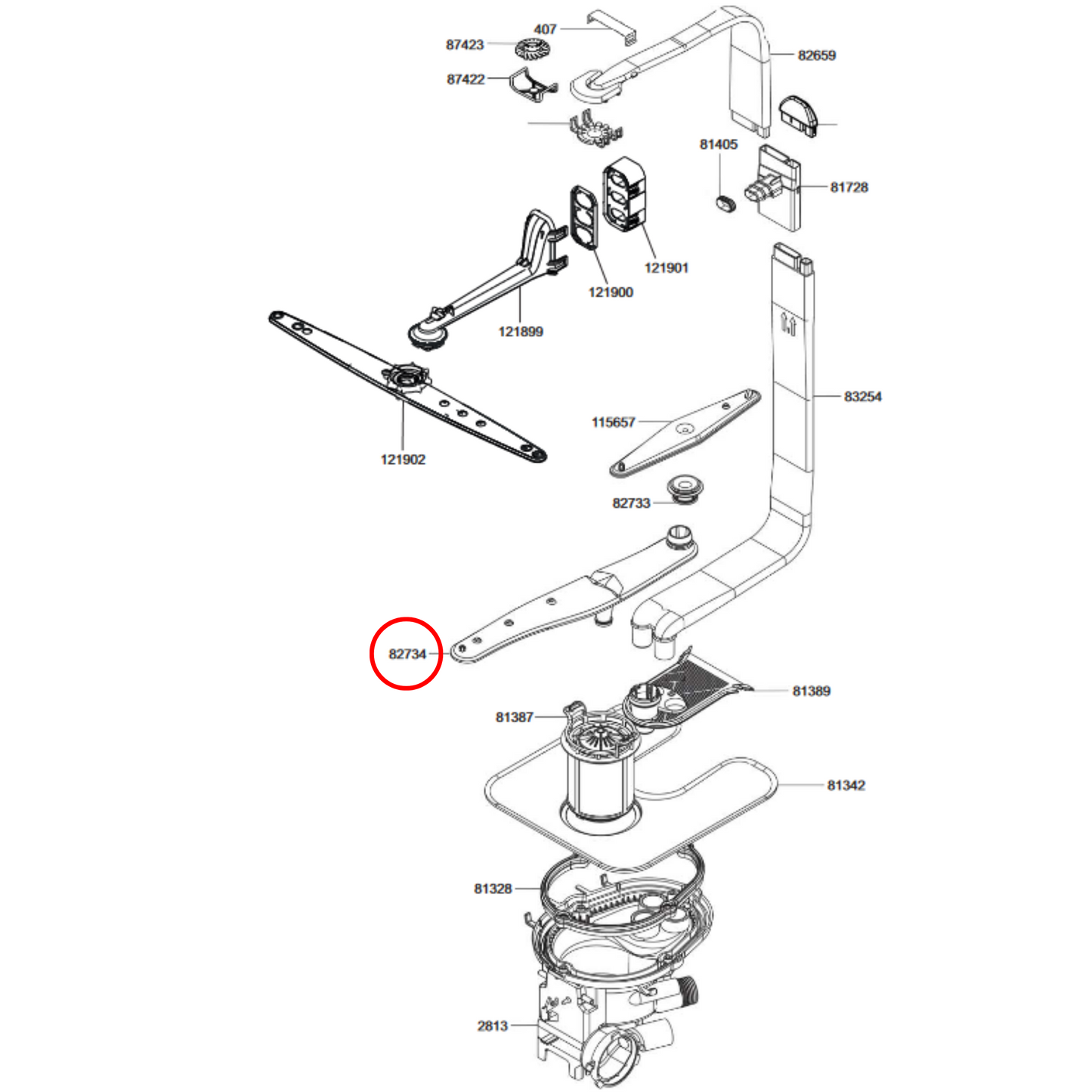 764570114 Smeg Dishwasher Lower Spray Arm Genuine