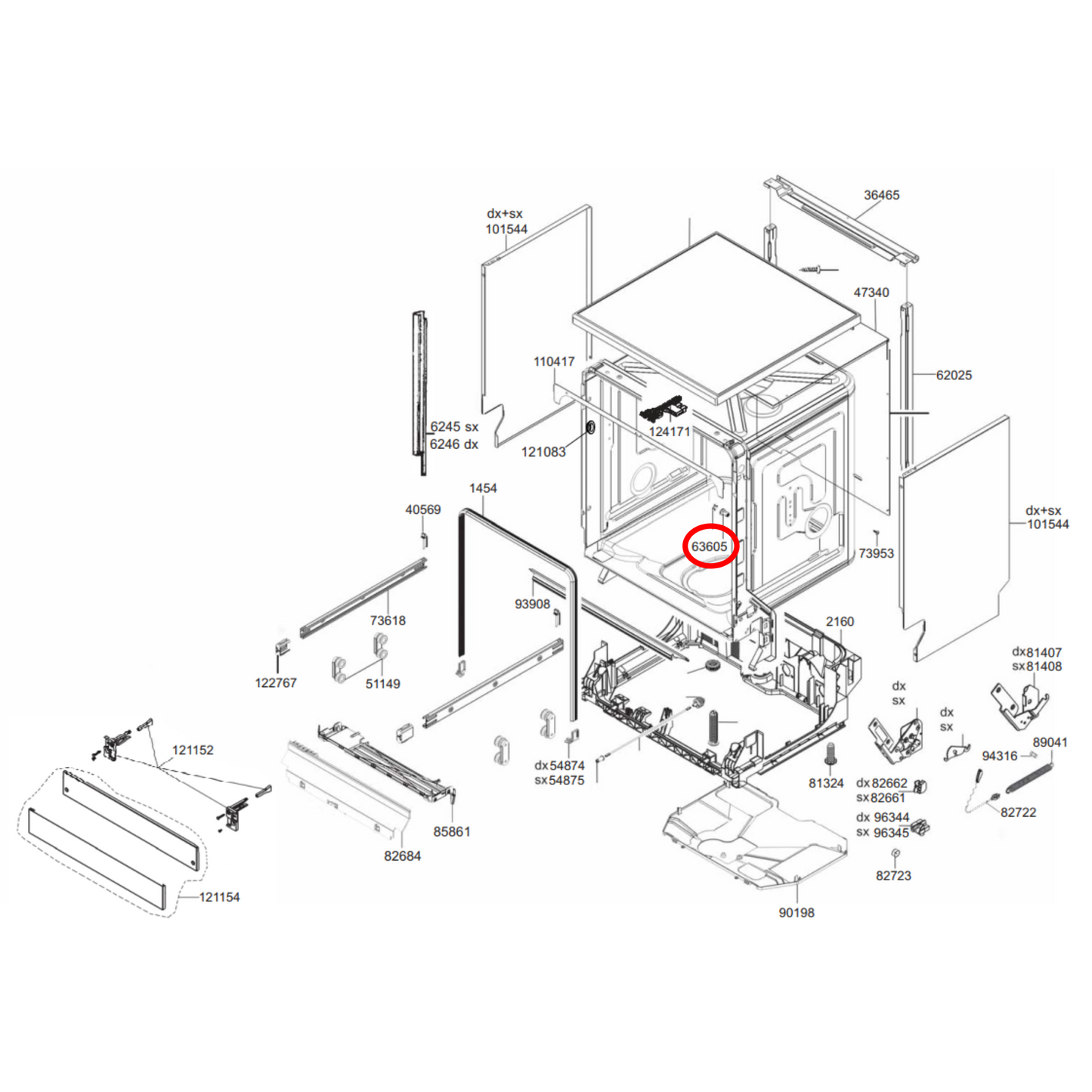 768452100 Smeg Dishwasher Door Center Inner Pin