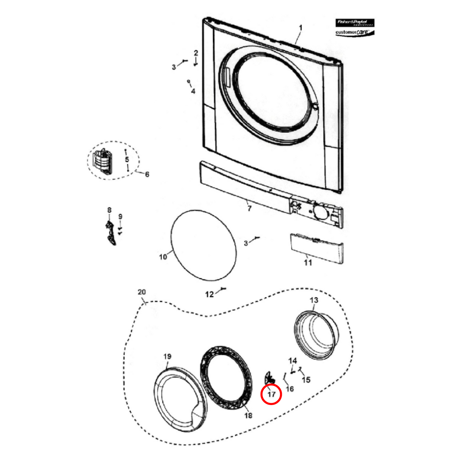 790440 Fisher & Paykel Front Load Washing Machine Door Handle