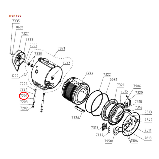 794425 Asko Washing Machine, Tumble Dryer Tub Shock Absorber 80N BE