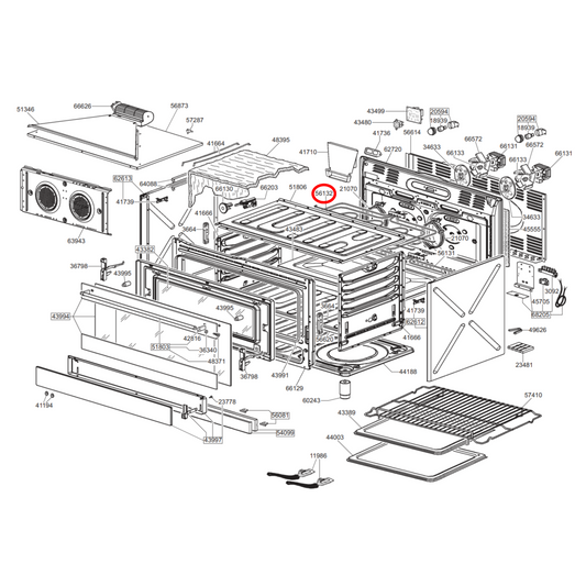 806890486 Omega, Smeg Oven Dual Grill Heating Element 1300W-2800W - 806890484