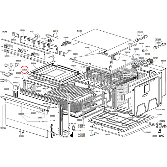 806890864 Smeg Oven Upper Grill Heating Element Genuine 1300W/1600W - 806890321