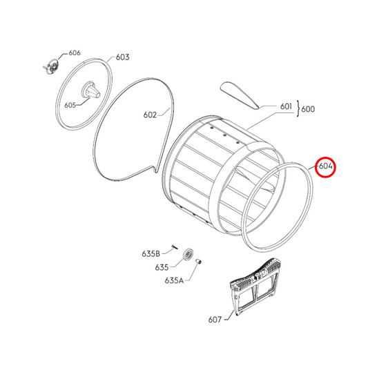 8077086018 Electrolux Dryer Gasket Drum Front