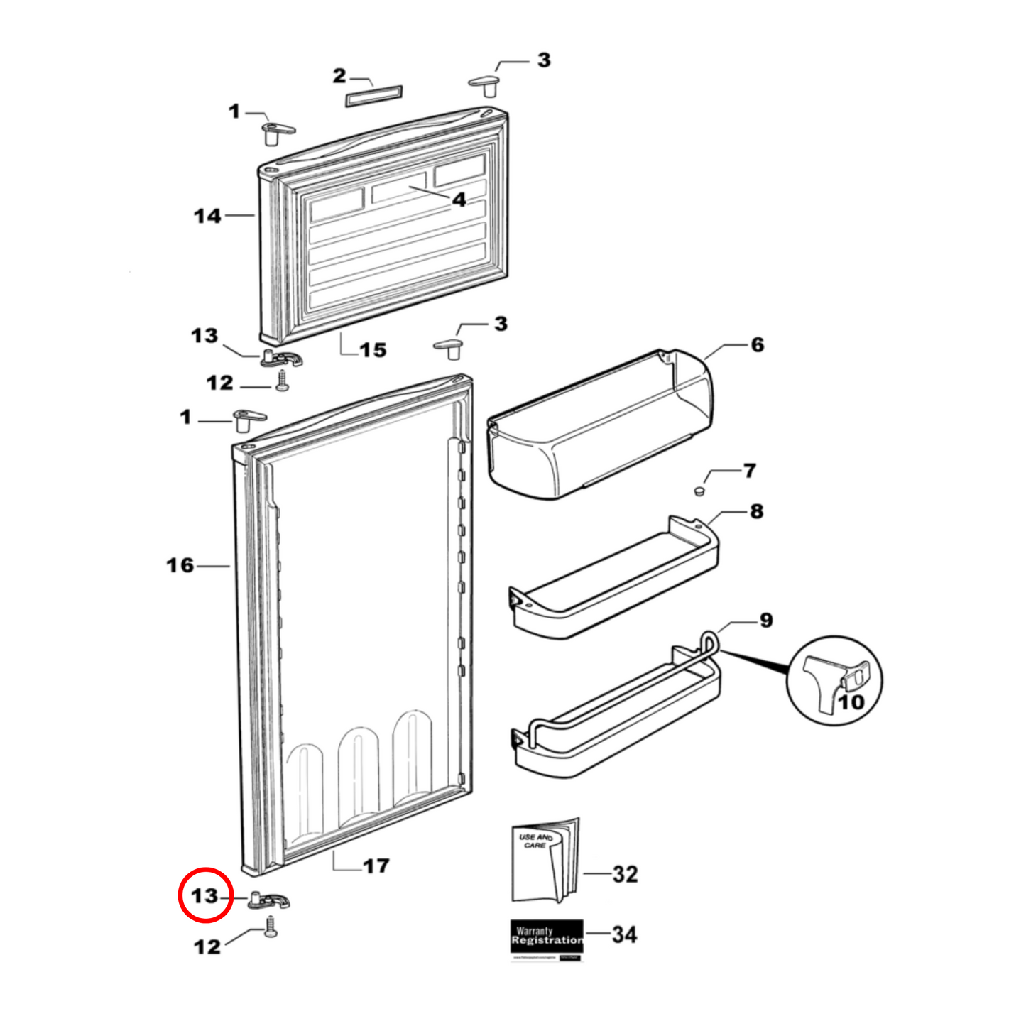 813527P Fisher & Paykel Fridge Door Closing Hook Right Hand