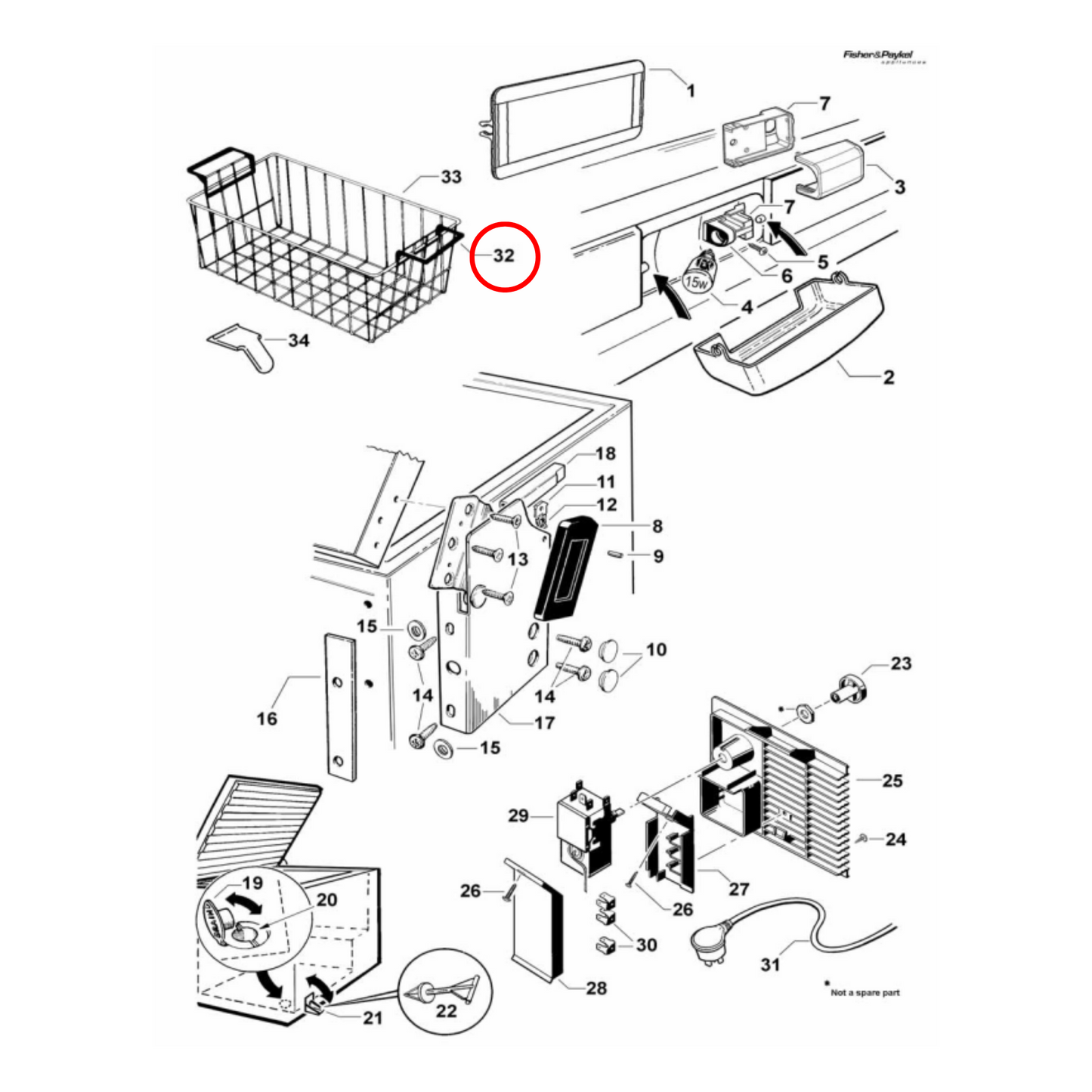 818205P Fisher & Paykel Fridge Freezer Basket Handle White (Pack Of 2)