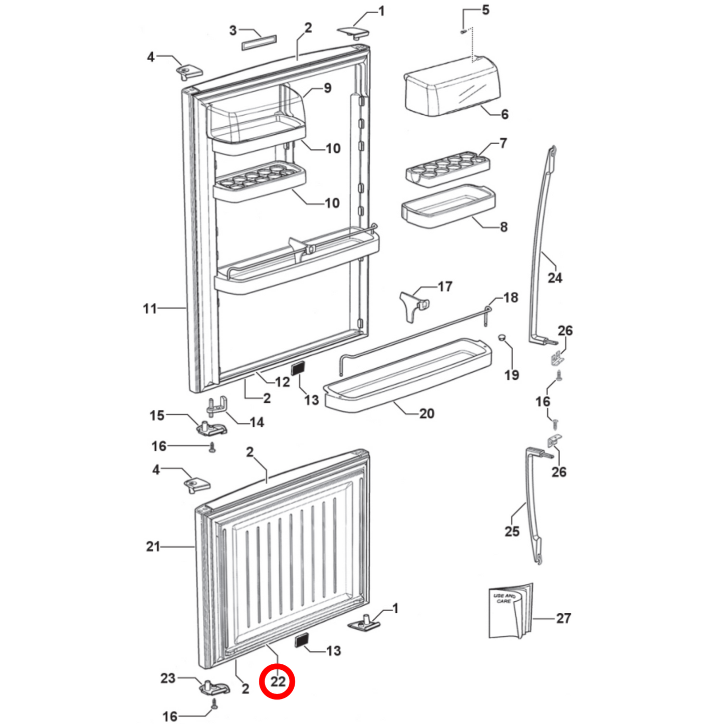 819821P Fisher & Paykel Fridge Freezer Door Seal - 883740P