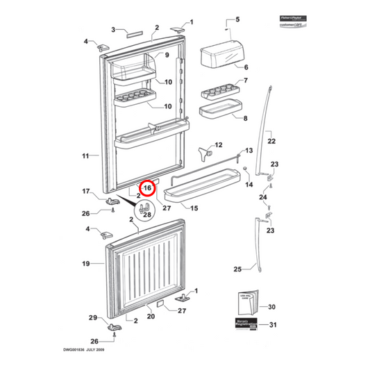 819822P Fisher & Paykel Fridge Door Seal