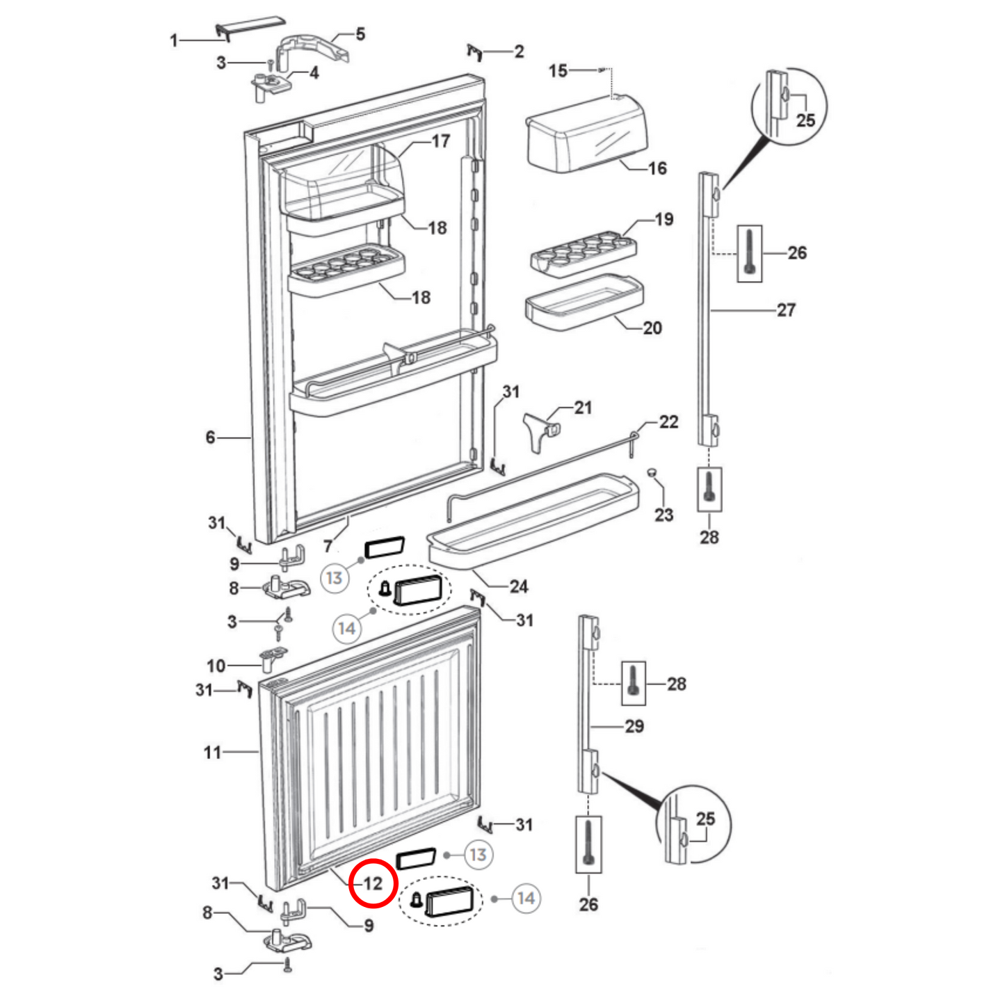 819825P Fisher & Paykel Fridge Freezer Door Seal