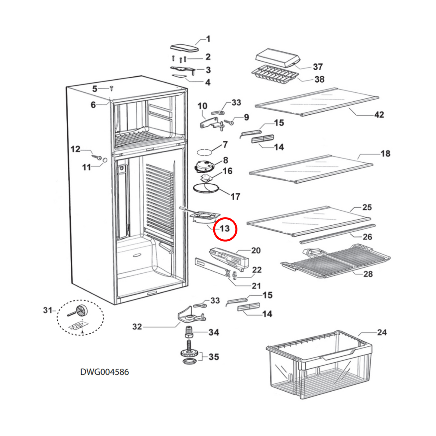 821183P GN Fisher & Paykel Fridge Fan - 883340