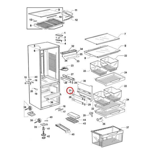 836703 Fisher & Paykel Fridge Slide Assembly Left