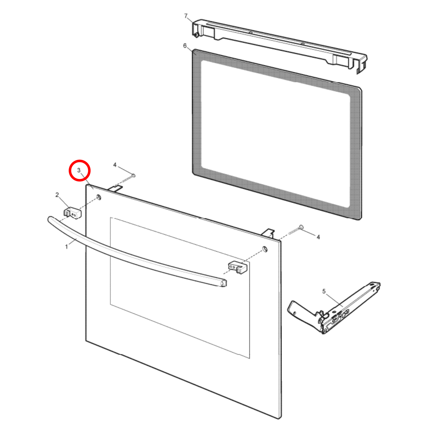 85800380028515 Chef, Westinghouse Oven Door Outer Glass White - 0038002851