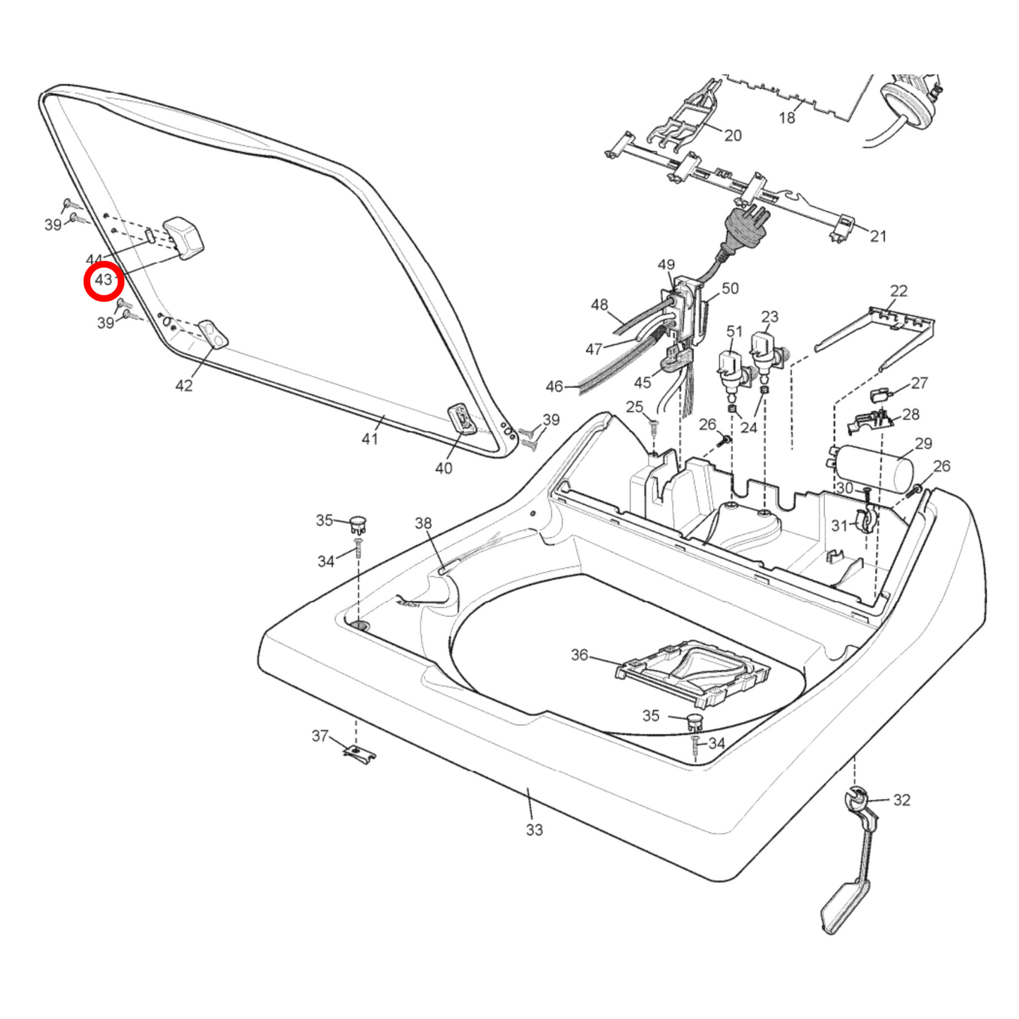 85801332000560 Simpson Top Load Washing Machine Lid Magnet Housing - 0133200056