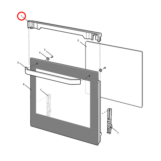 85805450029244 Chef, Westinghouse Oven Door Trim Upper Vented 2 Glass - 0545002924