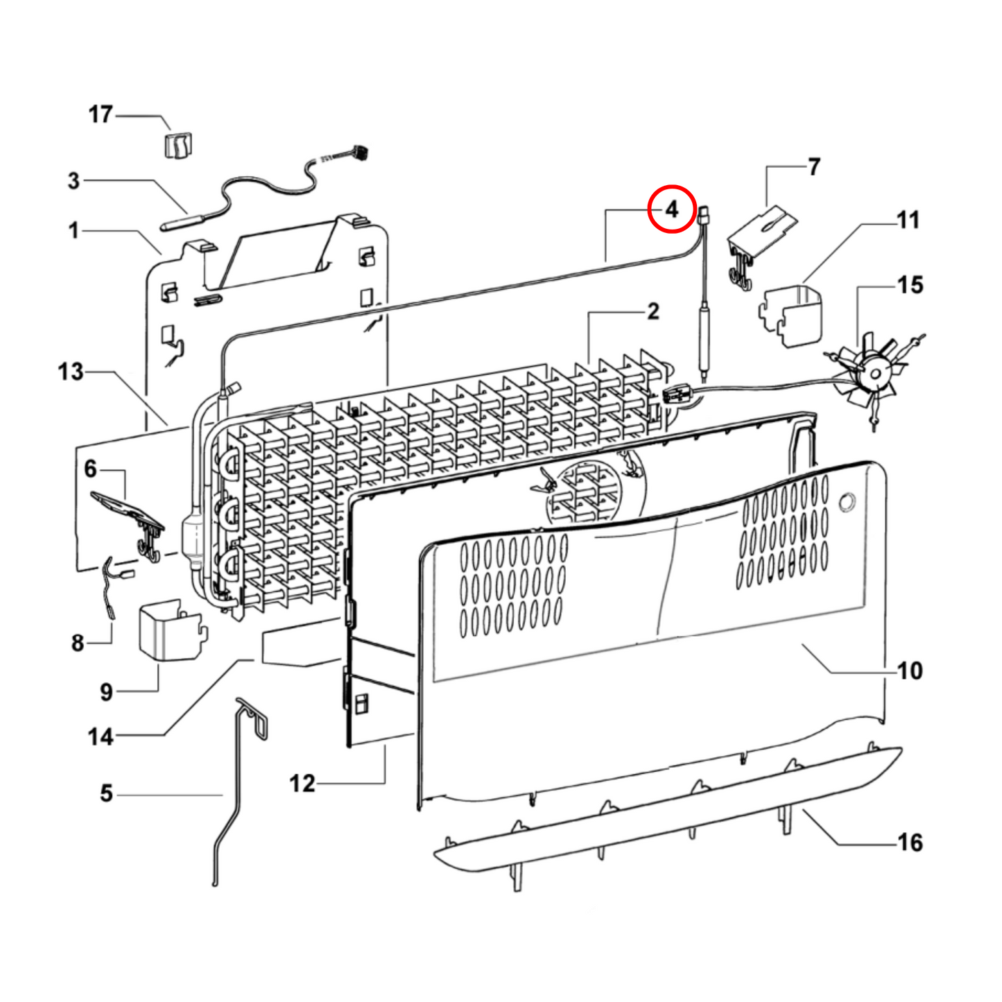 861641P Fisher & Paykel Fridge Defrost Heater Element 570Mm 355W With Fuse - 818979P, 820696P