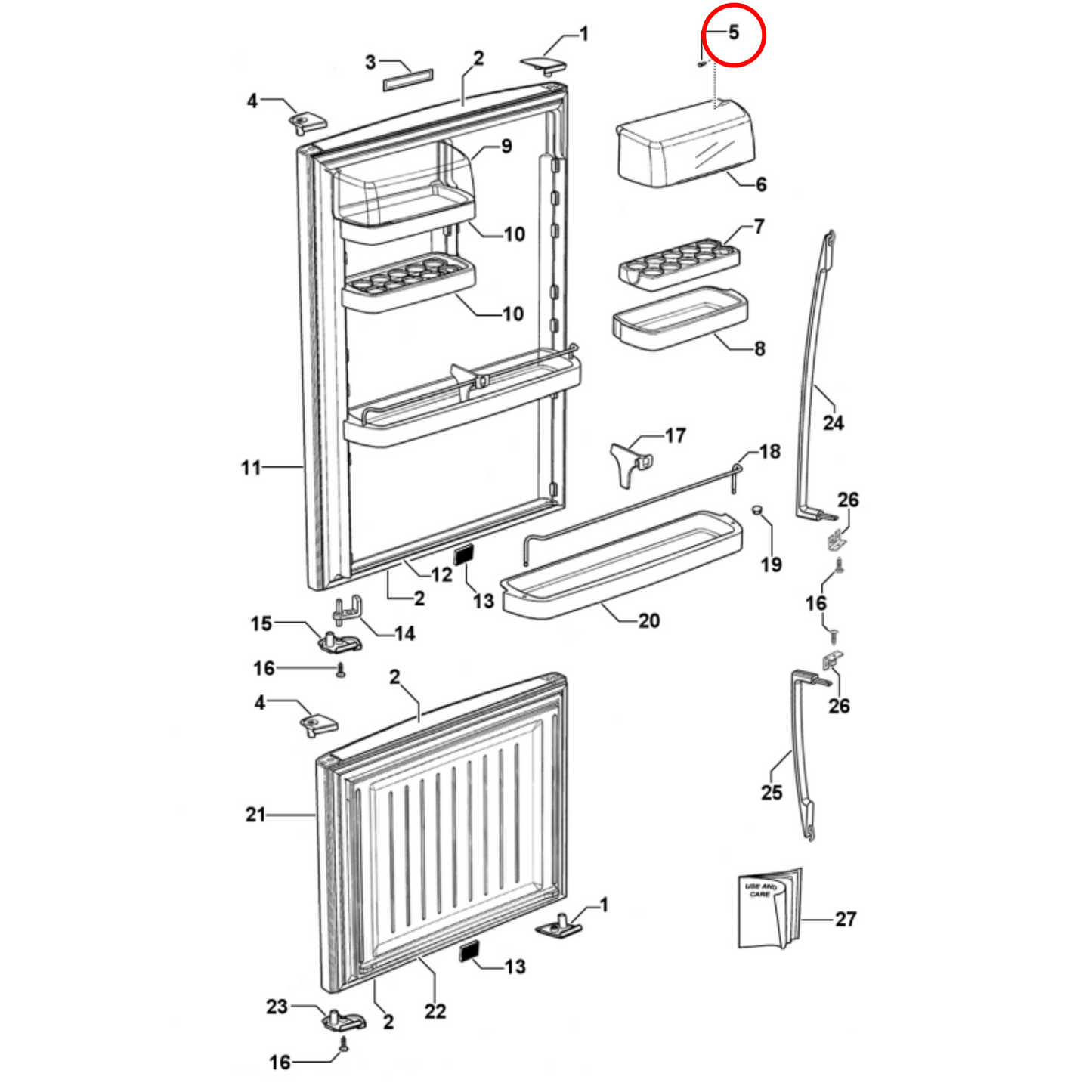 871123P Fisher & Paykel Fridge Dairy Cover Hinge Pin Plug