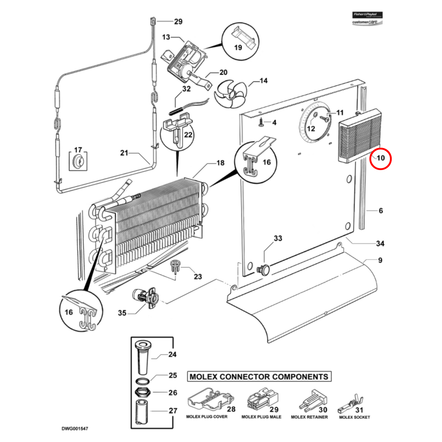 878464 Fisher & Paykel Fridge Fan Grille Cover