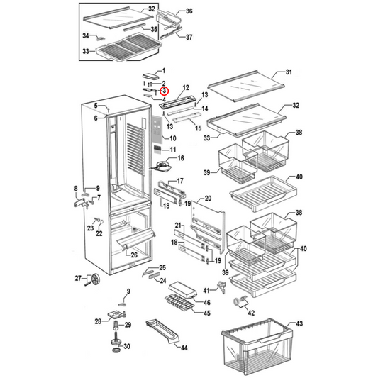 880526P Fisher & Paykel Fridge Bracket Top Hinge Assembly (Assy) Plates