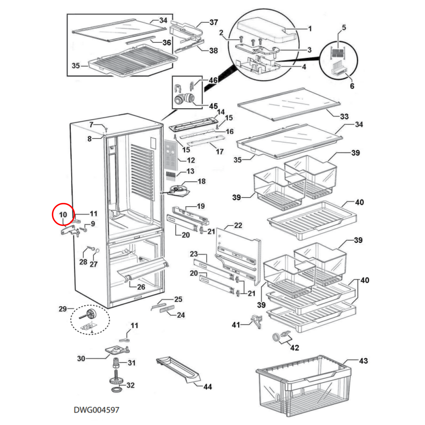 881283P Fisher & Paykel Fridge Door Centre Hinge Right Hand