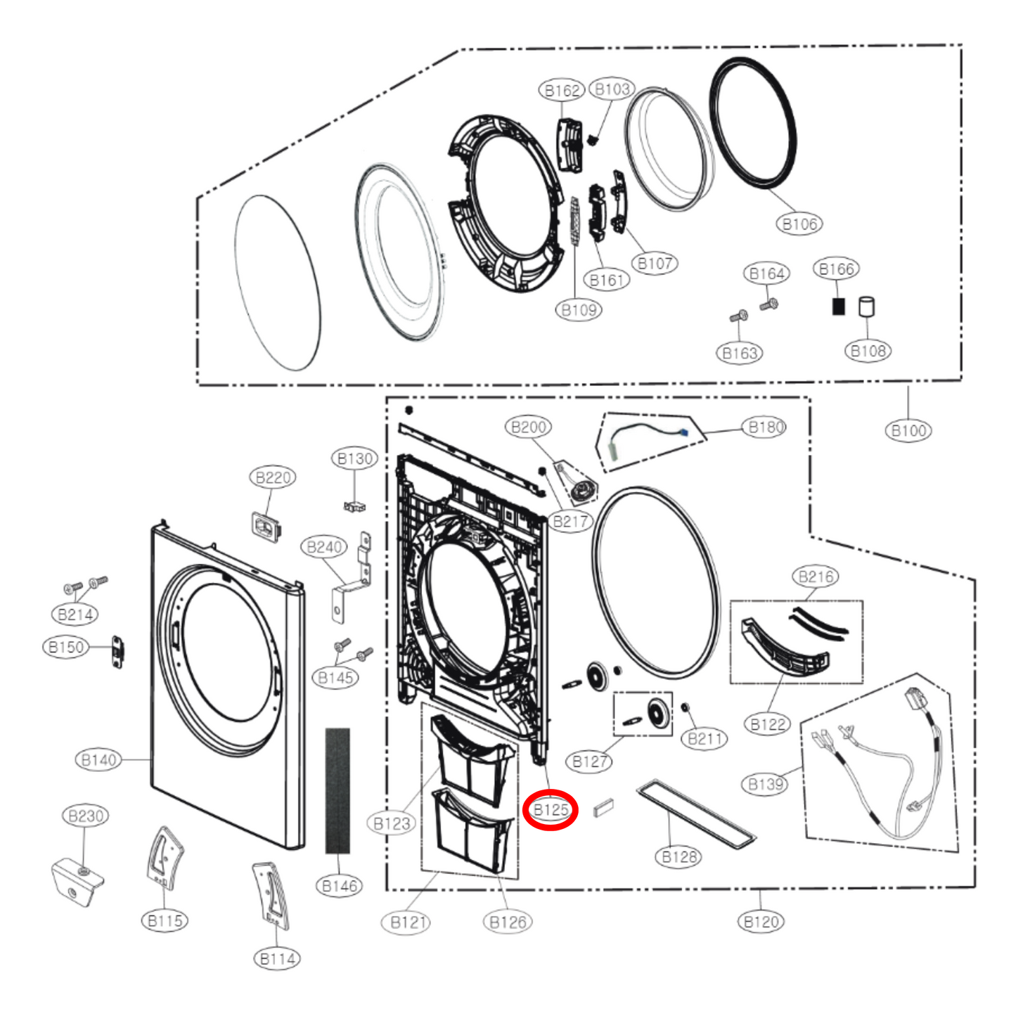 ACQ90043019 LG Dryer Front Cover