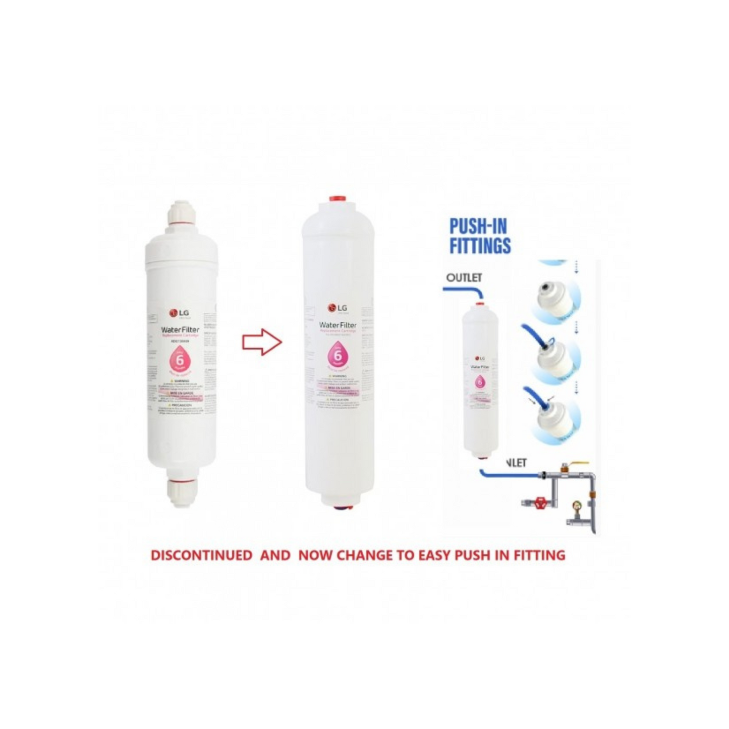 ADQ73693903 LG Fridge External Inline Water Filter - ADQ73693901