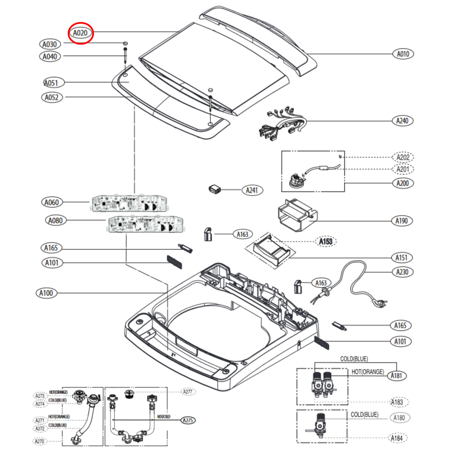 AFG73369811 LG Top Load Washing Machine Lid