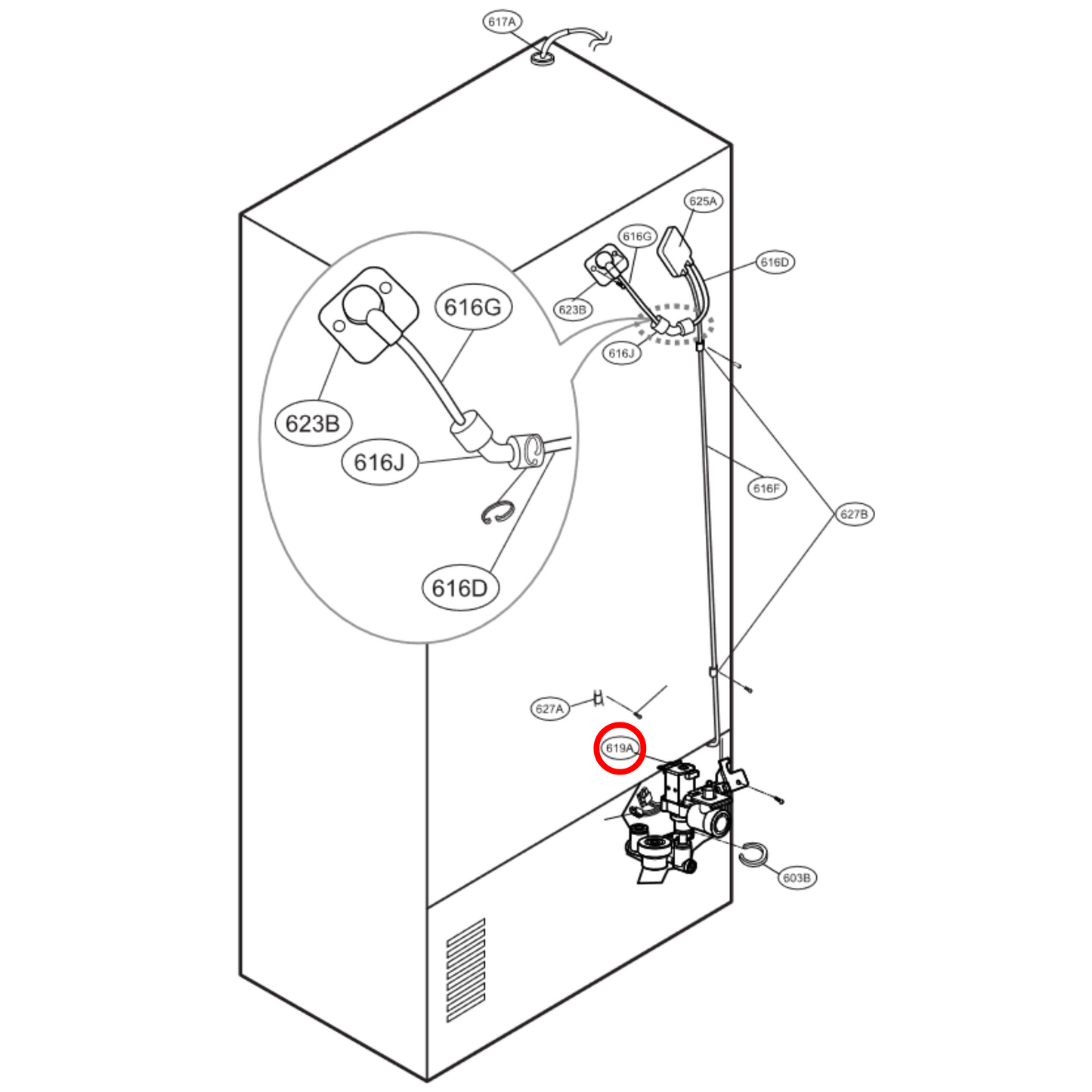 AJU72992602 LG Fridge 1 Way Water Valve - Dark Blue