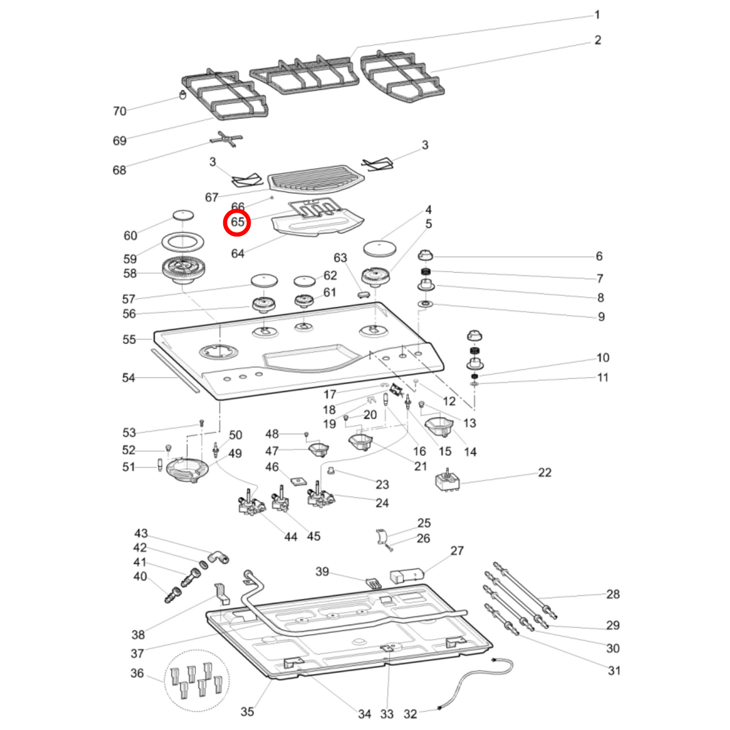 C00053243 Ariston, Whirlpool Oven Grill Element Griddle - 482000026854