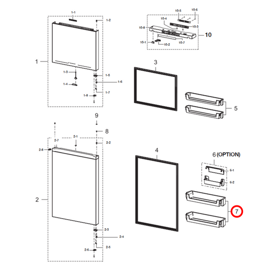 DA63-08645A Samsung Fridge Bottom Door Jumbo Guard Shelf