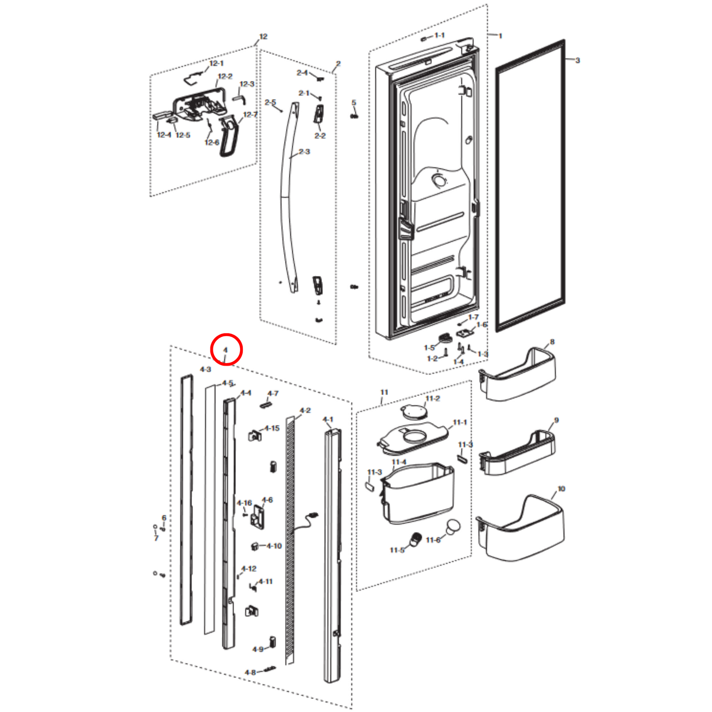 DA97-07661F Samsung Fridge Flapper Door Centre (Closing Bar)