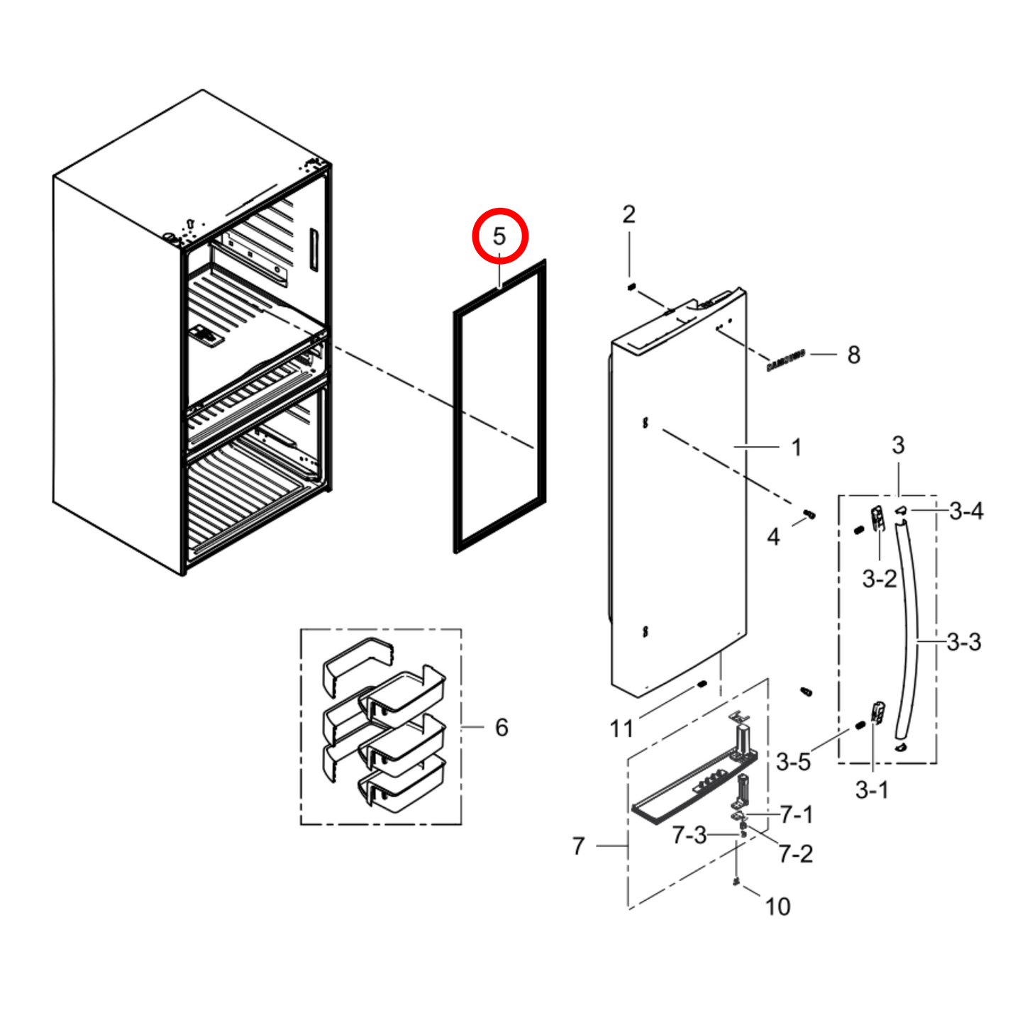 DA97-13015C Samsung Fridge Door Seal