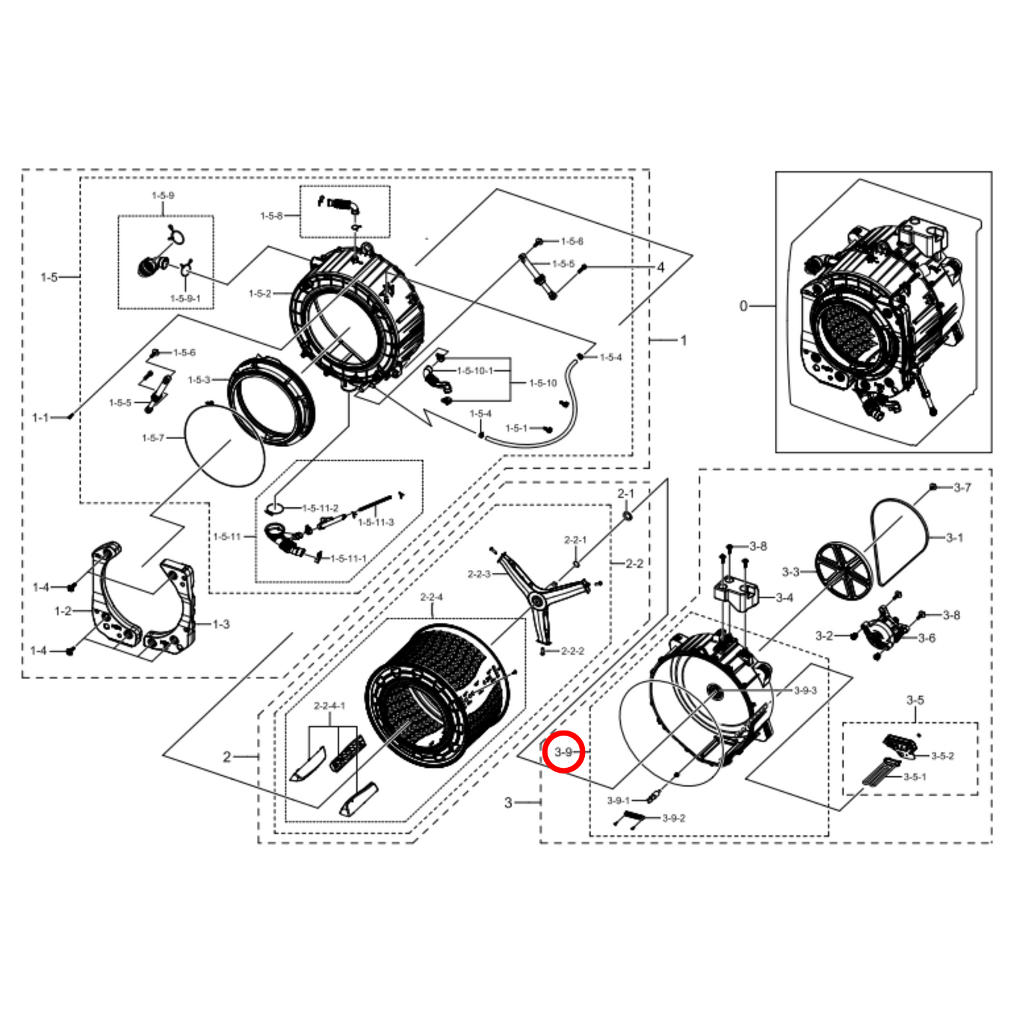 DC97-20741A Samsung Front Load Washing Machine Back Tub Assembly