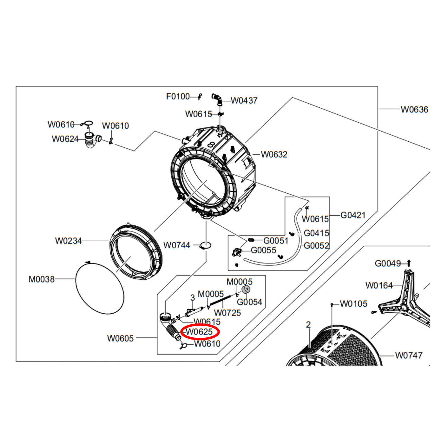 DC67-00293A Samsung Front Load Washing Machine Tub Hose