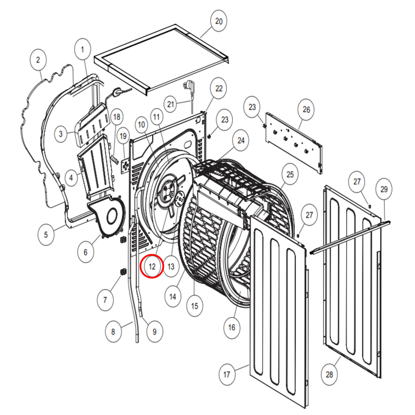 H0030201590 Haier, Fisher & Paykel Dryer Drum Bearing