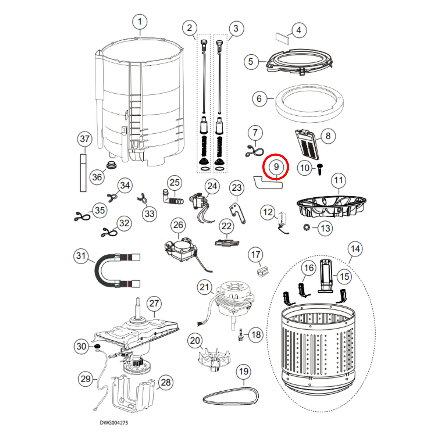 H0030300038A Haier Top Load Washing Machine Tub To Pump Hose