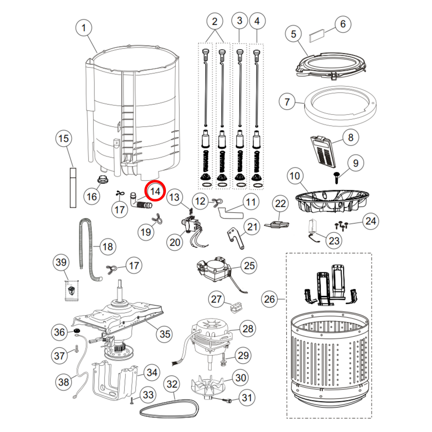 H0030300496A Fisher & Paykel Washing Machine Inner Drain Hose