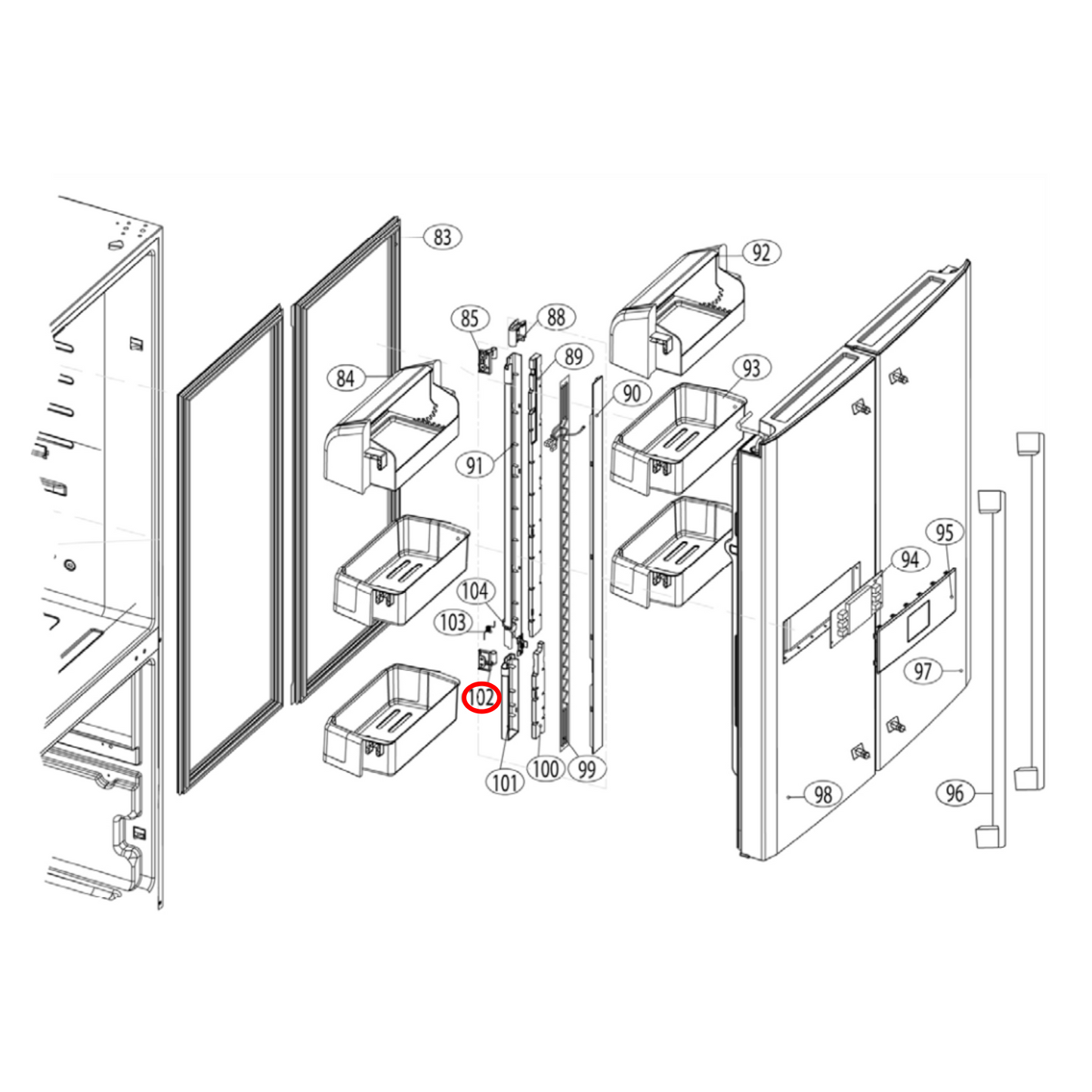 H0060218821 Haier Fridge Mullion Door Lower Access Trim