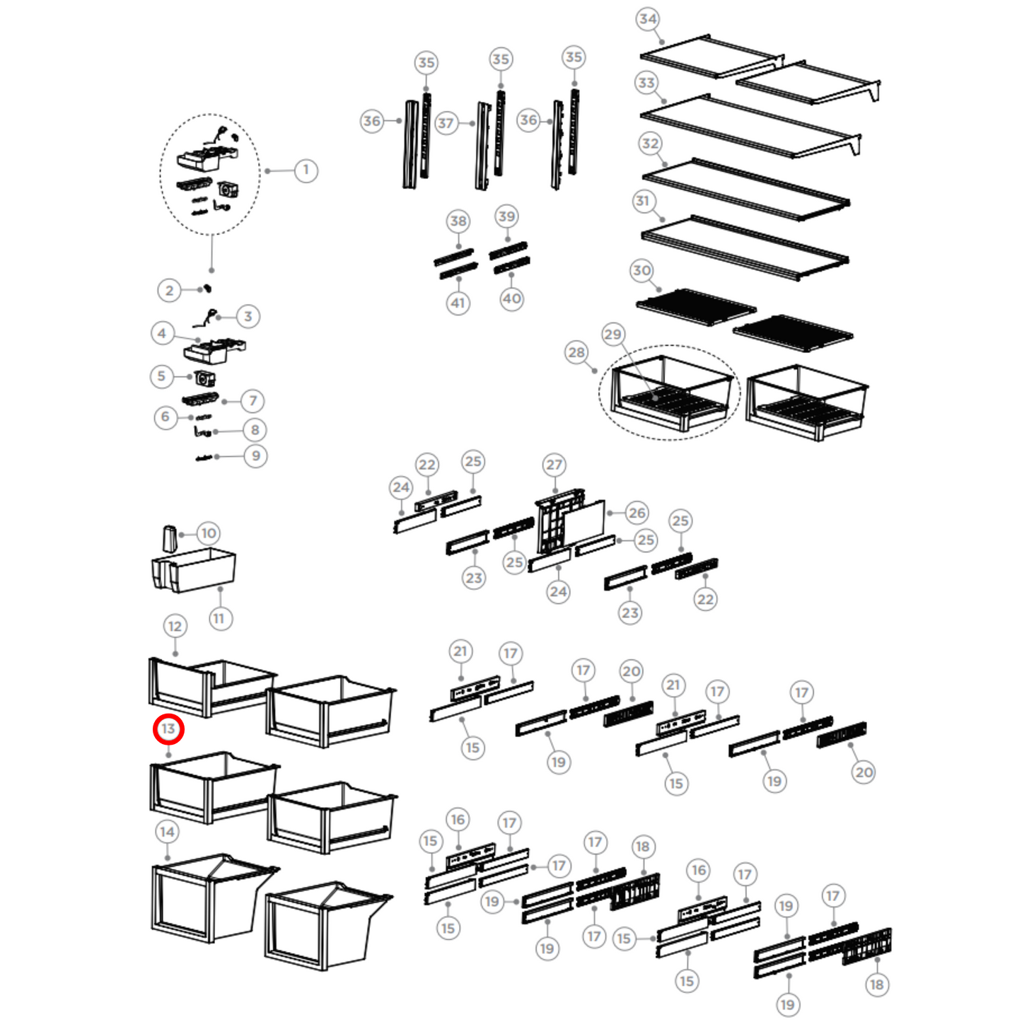 H0060851875 Fisher & Paykel Fridge Crisper Drawer Bin
