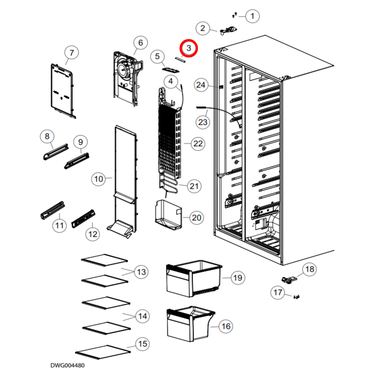 H0064001827 Haier Fridge LED Light PC/FC