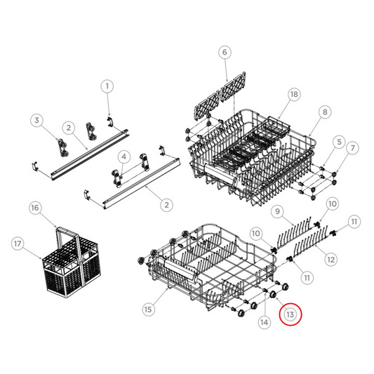 H0120200377 Fisher & Paykel Dishwasher Lower Rack Wheel - DW60 Single