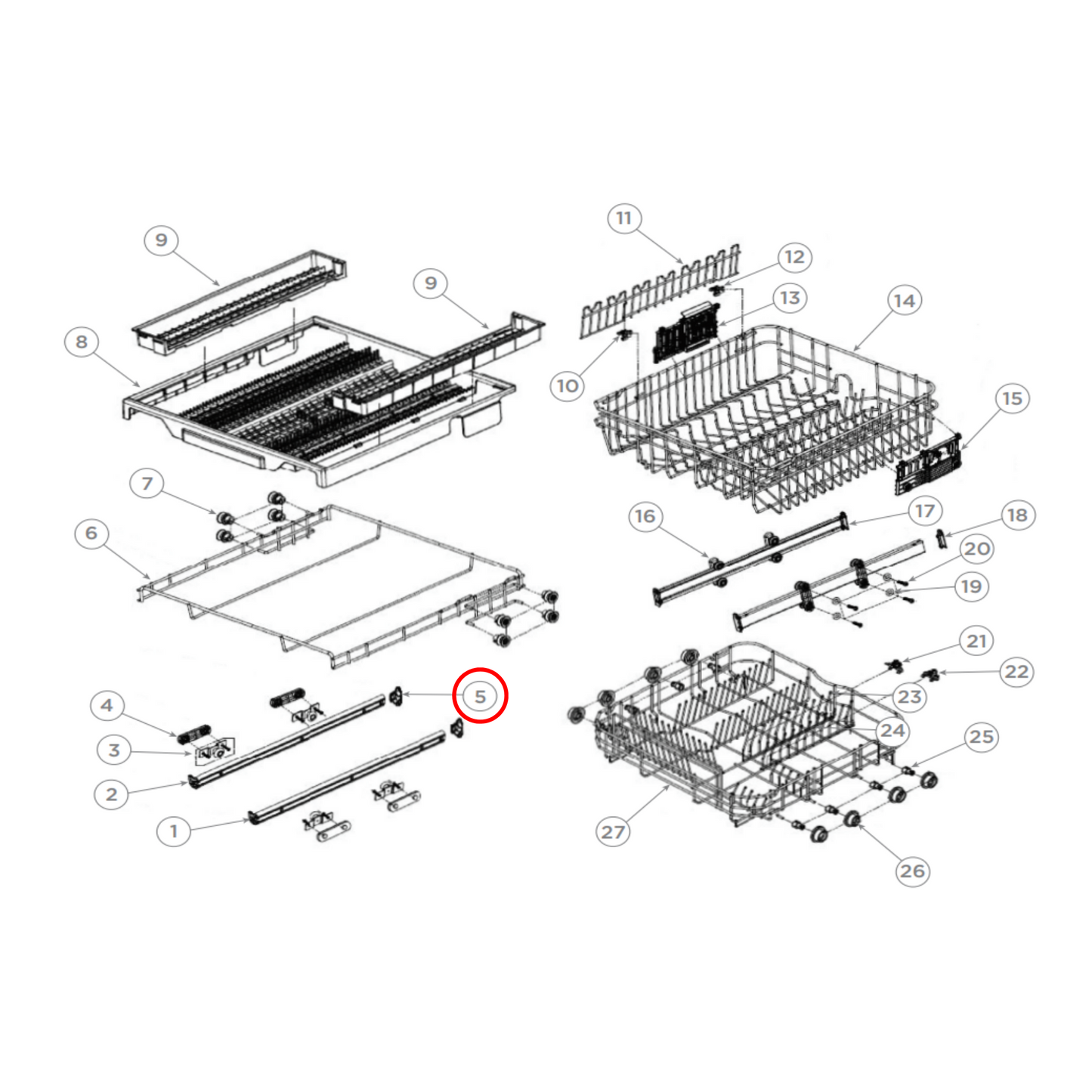 H0120200895A Fisher & Paykel, Haier Dishwasher Rail End Cap