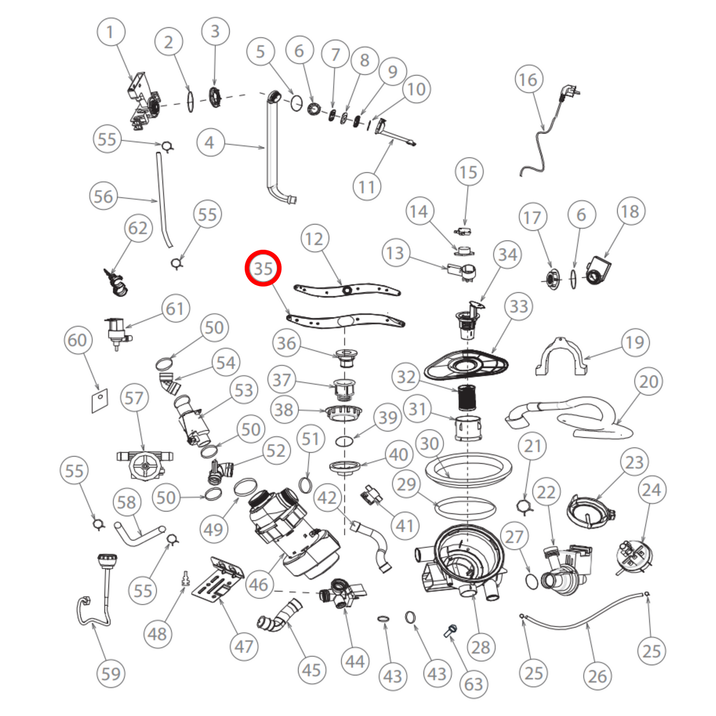H0120202781 Fisher & Paykel, Haier Dishwasher Lower Spray Arm - 791106