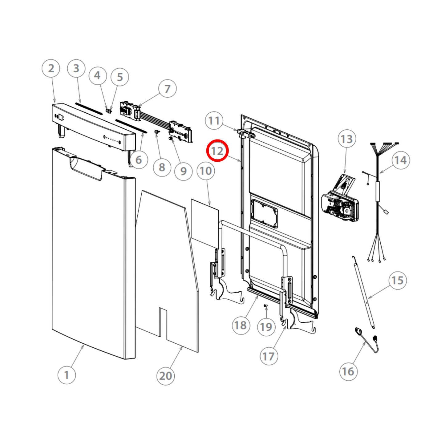 H0120801852 Fisher & Paykel Dishwasher Inner Door Panel