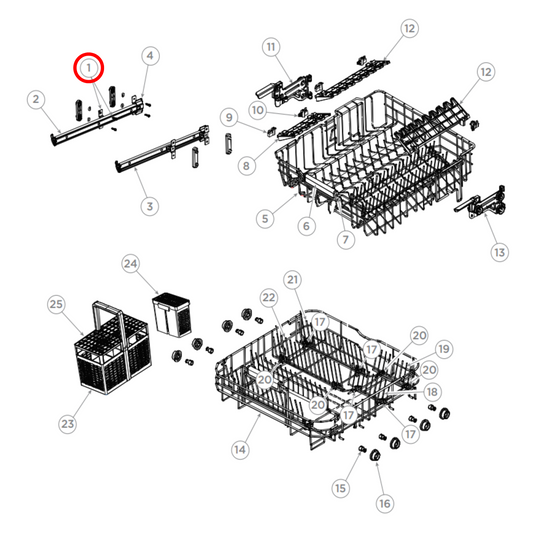 H0120802832A Fisher & Paykel Dishwasher Mid Rail Support