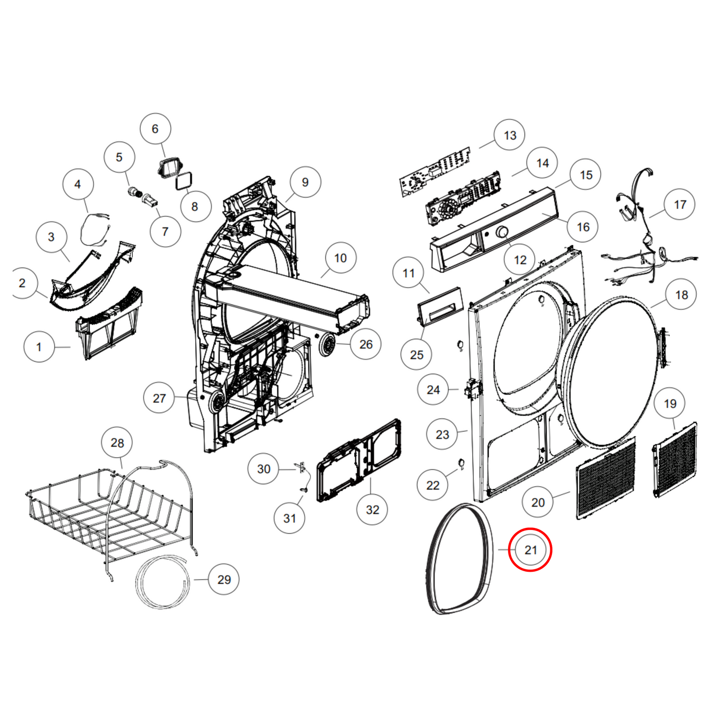 H0180300016 Fisher & Paykel, Dryer Door Seal