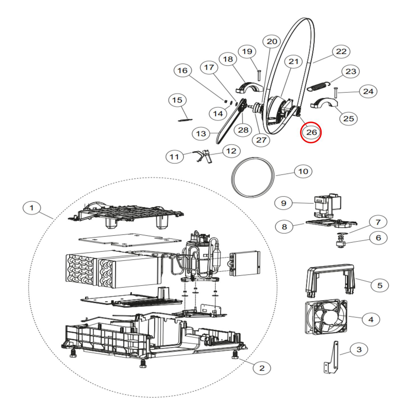 H0180800243A Fisher & Paykel, Haier Dryer Tension Wheel