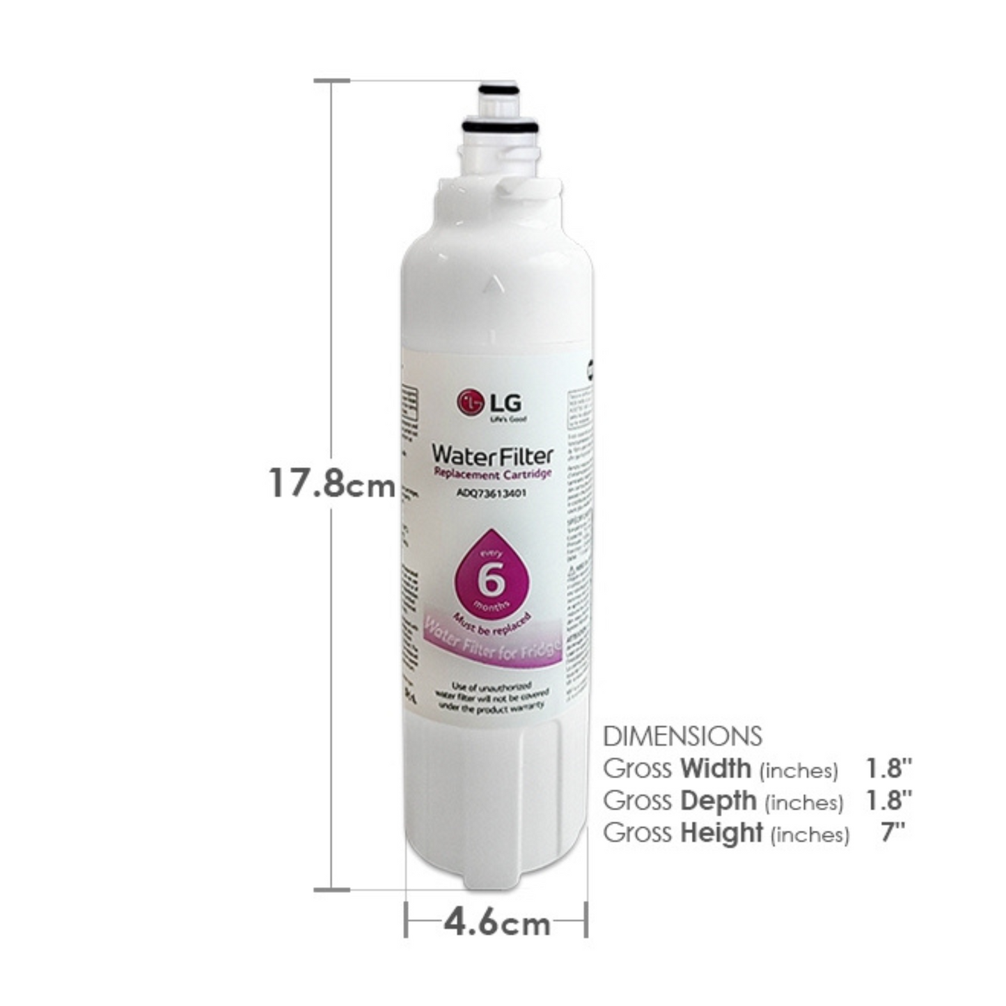 ADQ73613401 LG Fridge Water Filter Replacement Cartridge - LT800P