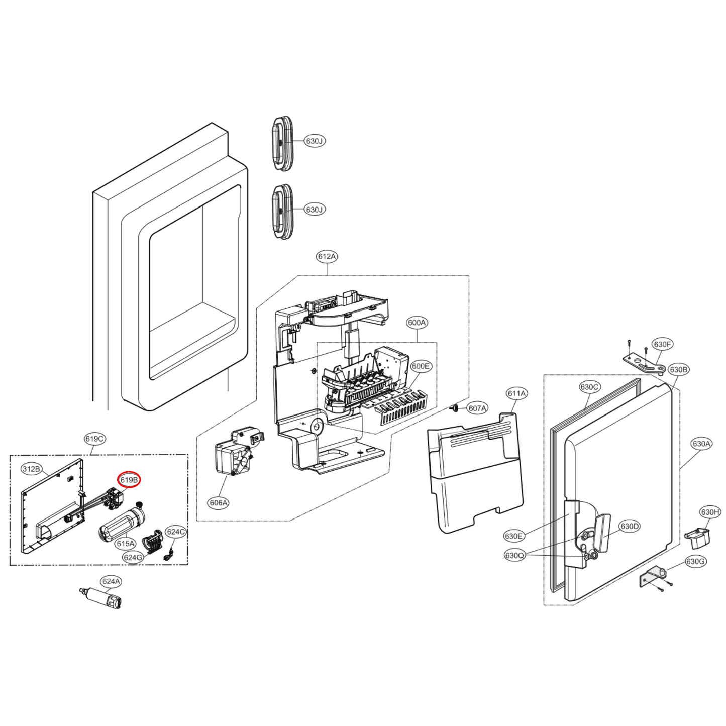 MJX62831302 LG Fridge Water Valve