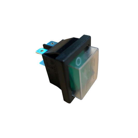 T066 DPST Green Illum Rocker Switch IP65 16A@250V